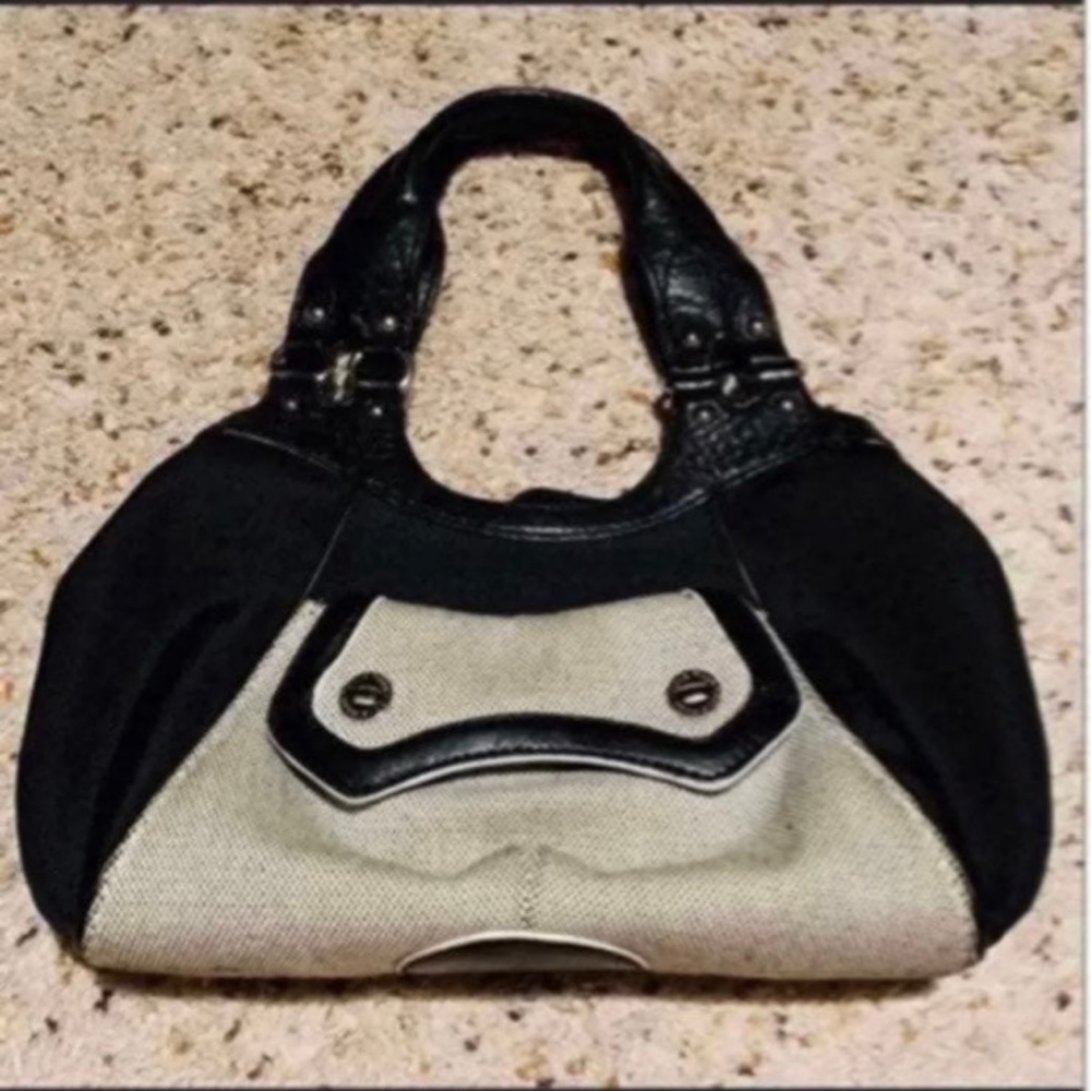 Cole Haan Small Satchel Purse Leather and Canvas